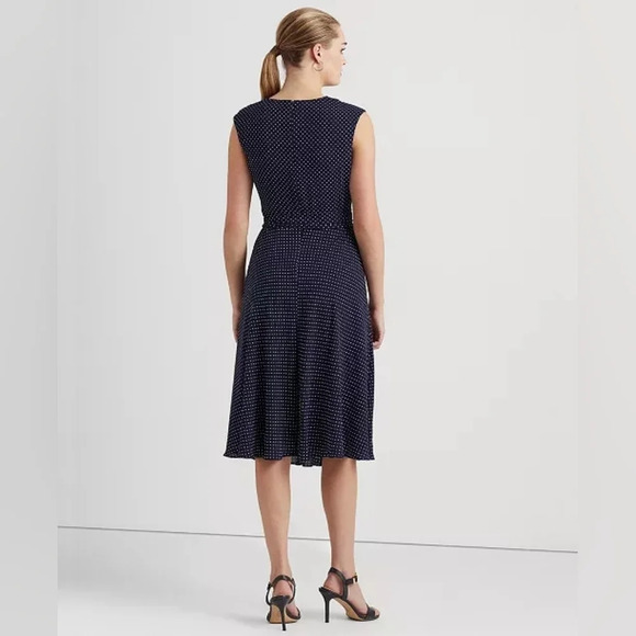 [US:4]LAUREN RALPH LAUREN-Women's Polka-Dot Bubble Crepe Belted  Dress - Picture 4 of 8